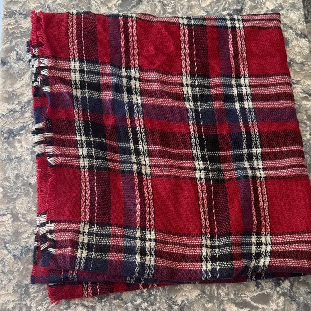 Red Plaid Infinity Scarf by Look